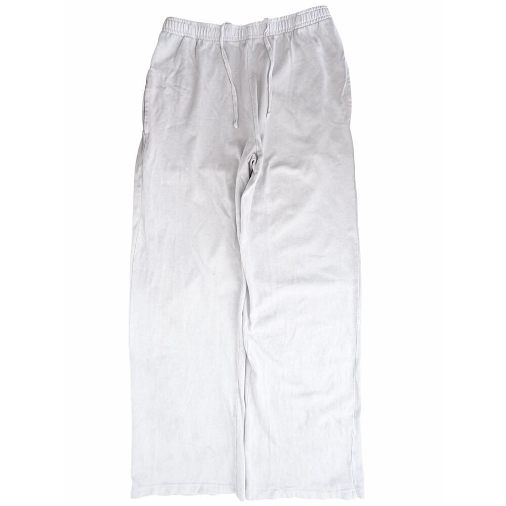 John Galt Womens Medium White Linen Blend Drawstring Wide Leg Pants